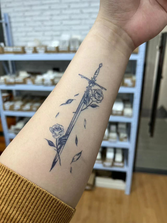 Flowers And Swords Tattoos