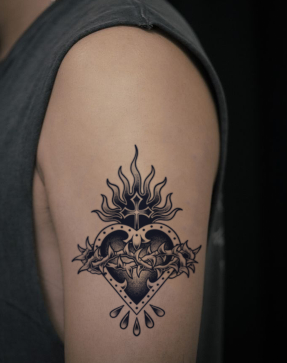 Temporary Tattoo Thornbound Heart - Love & Pain