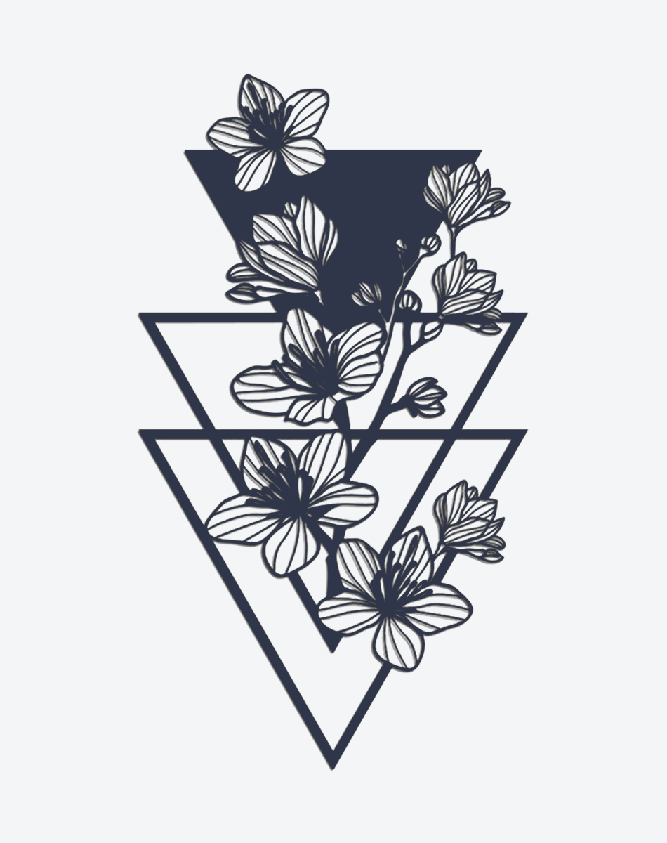 Geometric Triangle & Floral Temporary Tattoo – INKARTLINK