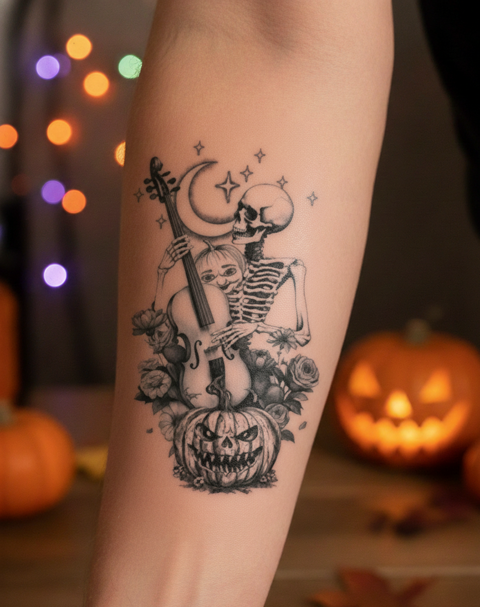 ハロウィン、タトゥー、ヘナコーン、パーティー、入れ墨、タトゥーアート用のインク ダークで不気味なハロウィンタトゥーコレクション - 15個 – INKARTLINK