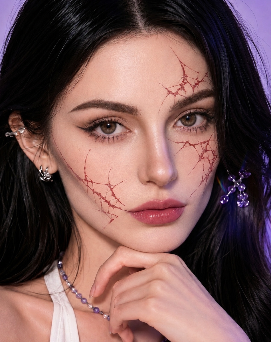 Scarlet Crack Face Tattoo