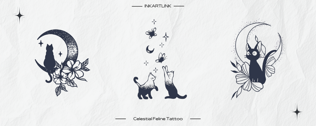 Celestial Feline Tattoo Designs for Dreamers
