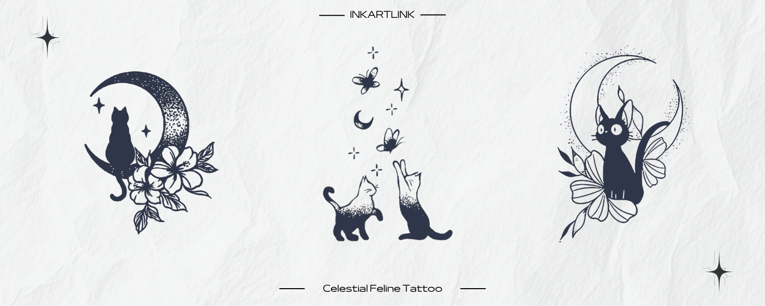 Celestial Feline Tattoo Designs for Dreamers