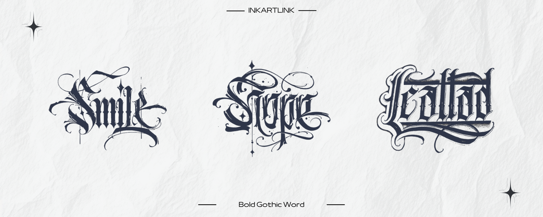Smile, Fallen & Hope – Gothic Word Tattoos