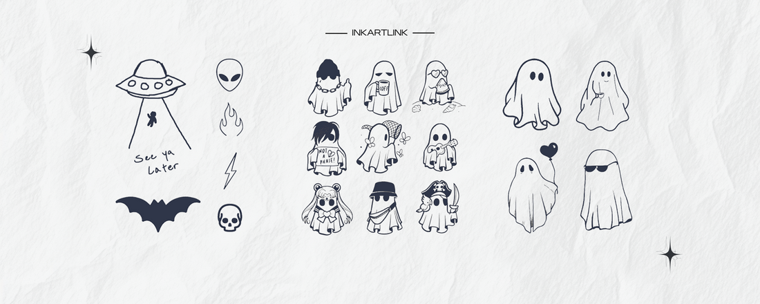 Cute Ghost Tattoo Ideas & Spooky Flash Sheet Inspiration