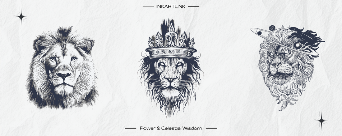 Lion Tattoo Designs for Power & Celestial Wisdom