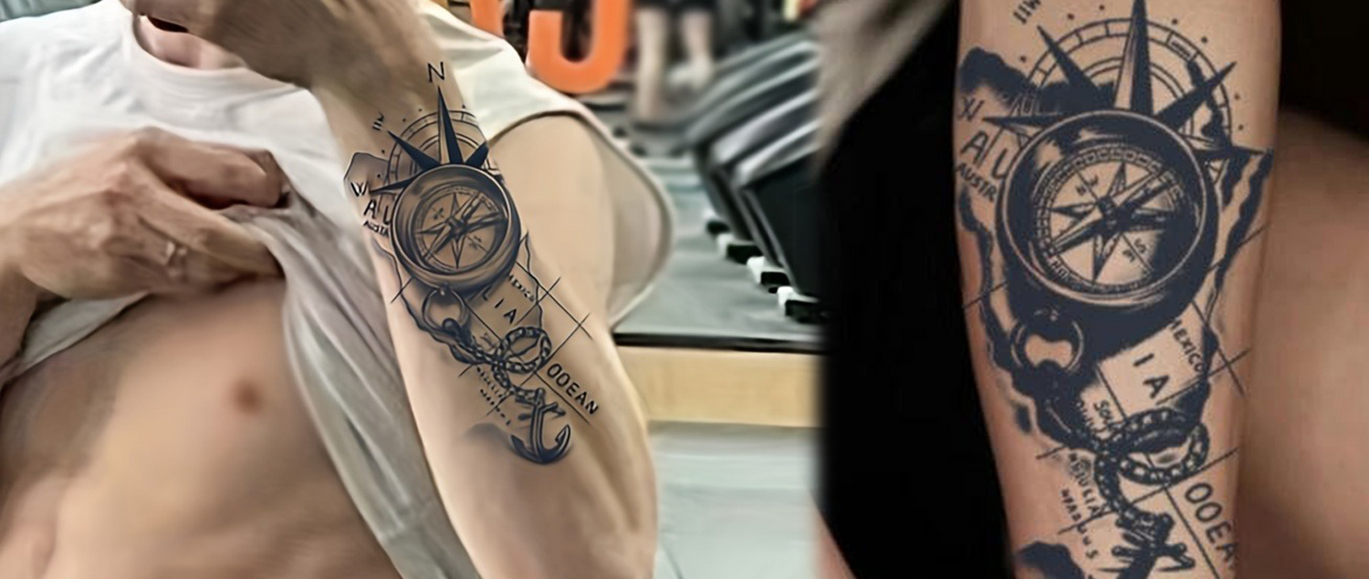 Navigate Your Style: The Allure of Compass & Map Temporary Tattoos