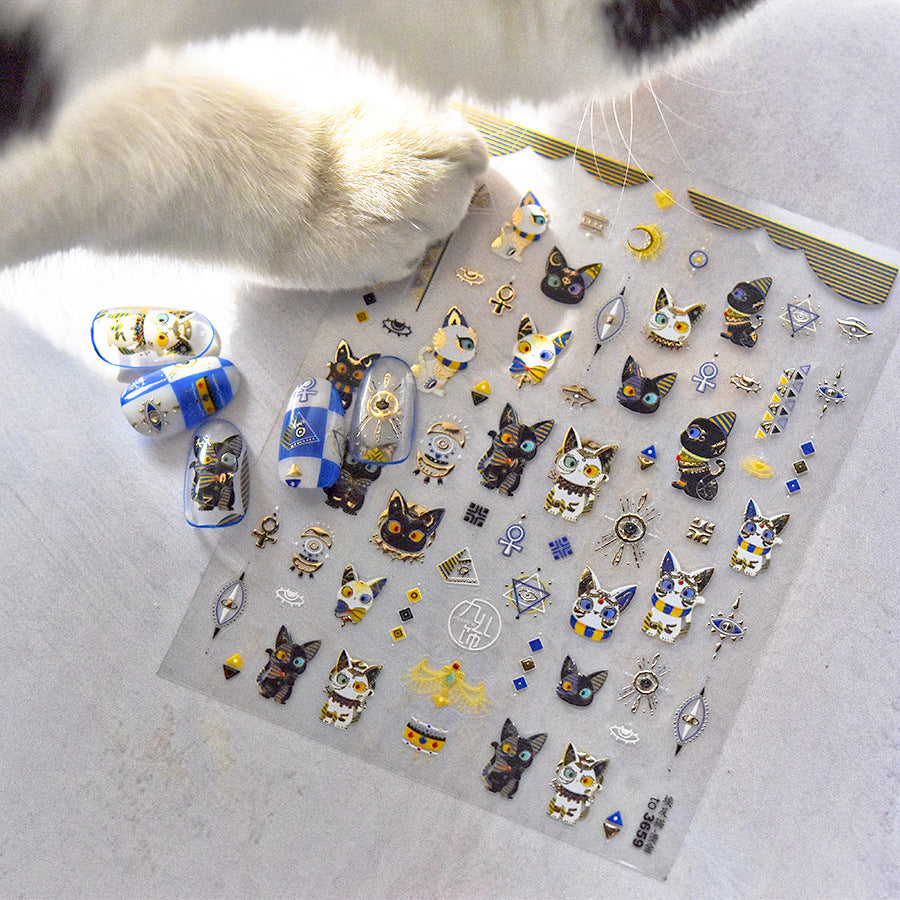 Egyptian Glam Cat Nail Stickers