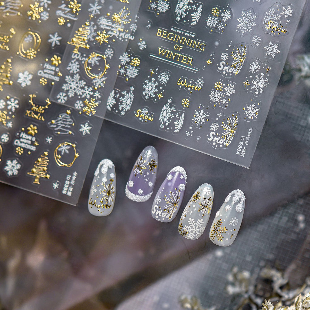 Golden Snow Light Luxury Nail Decals