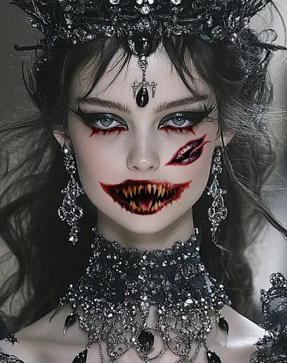 Scary Mouth Stickers | Halloween Temporary Tattoo