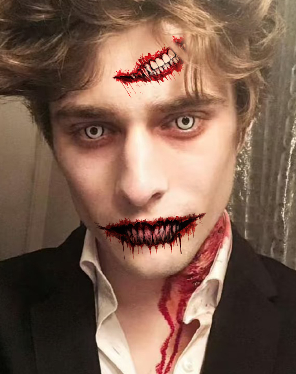 Scary Mouth Stickers | Halloween Temporary Tattoo