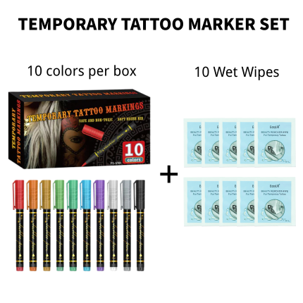 TEMPORARY TATTOO MARKER SET（10-Pack）