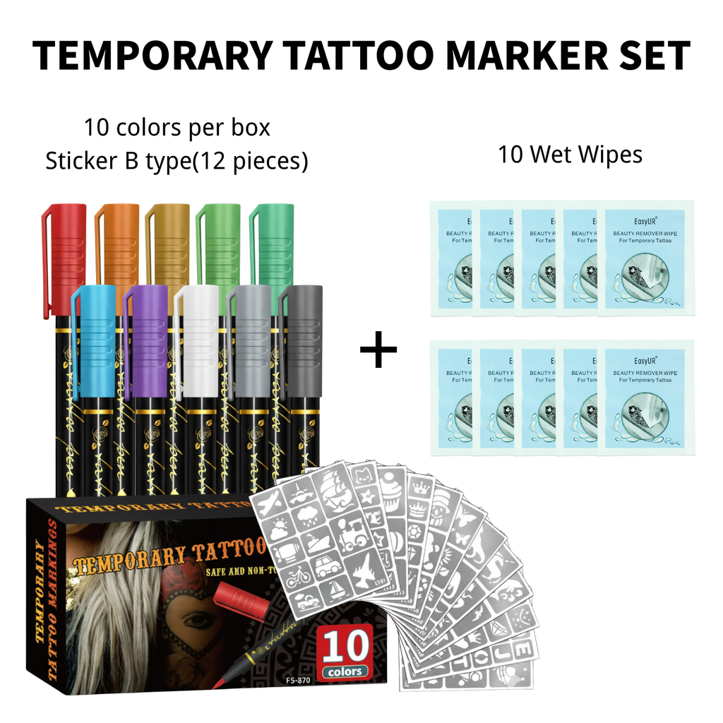 TEMPORARY TATTOO MARKER SET（10-Pack）
