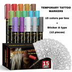 Temporary Tattoo Markers for Skin（15-Pack）