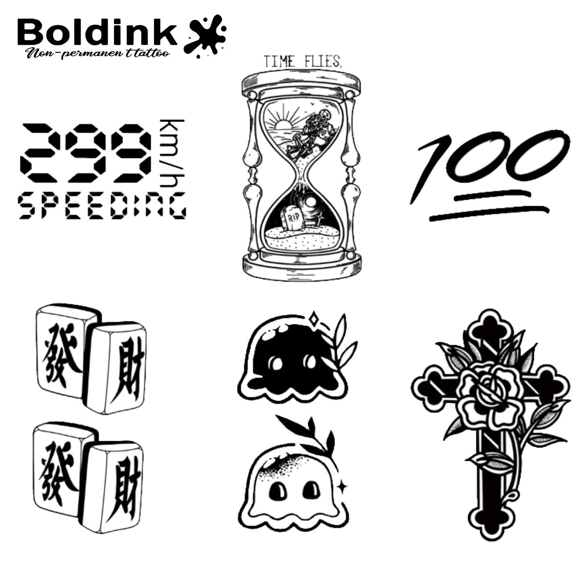 6 Bögen kleine Tattoos Kombination 1