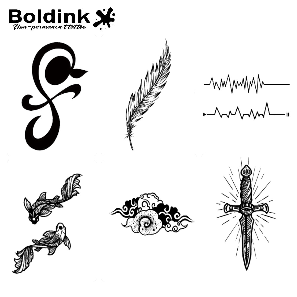 6 Bögen kleine Tattoos Kombination 7