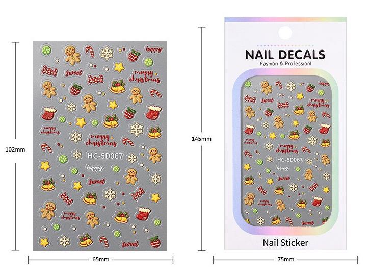 3D Embossed Christmas Carnival Nail Decals