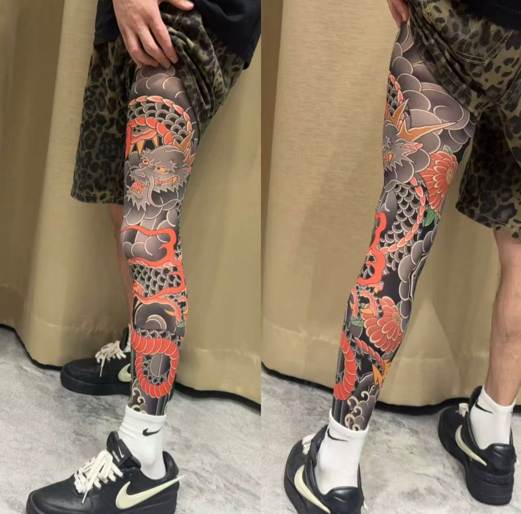 Tattoo Stockings | Sheer Fake Leg Tattoo