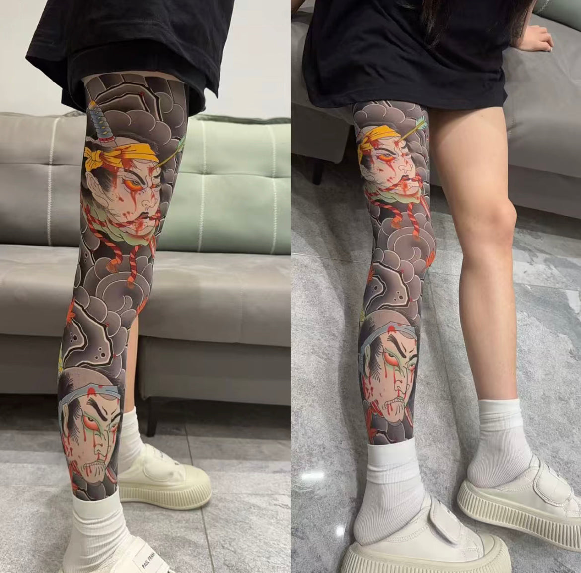 Tattoo Stockings | Sheer Fake Leg Tattoo