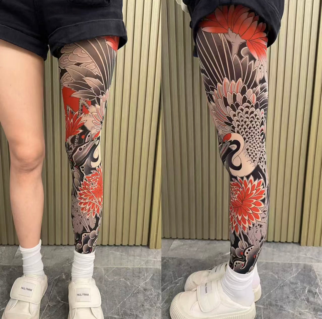 Tattoo Stockings | Sheer Fake Leg Tattoo