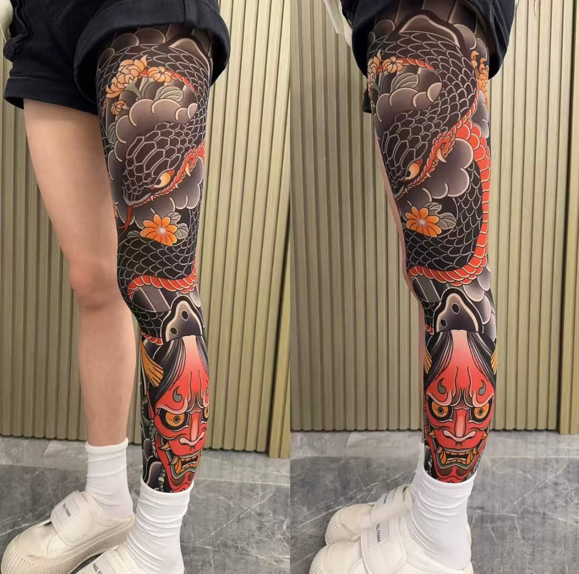 Tattoo Stockings | Sheer Fake Leg Tattoo