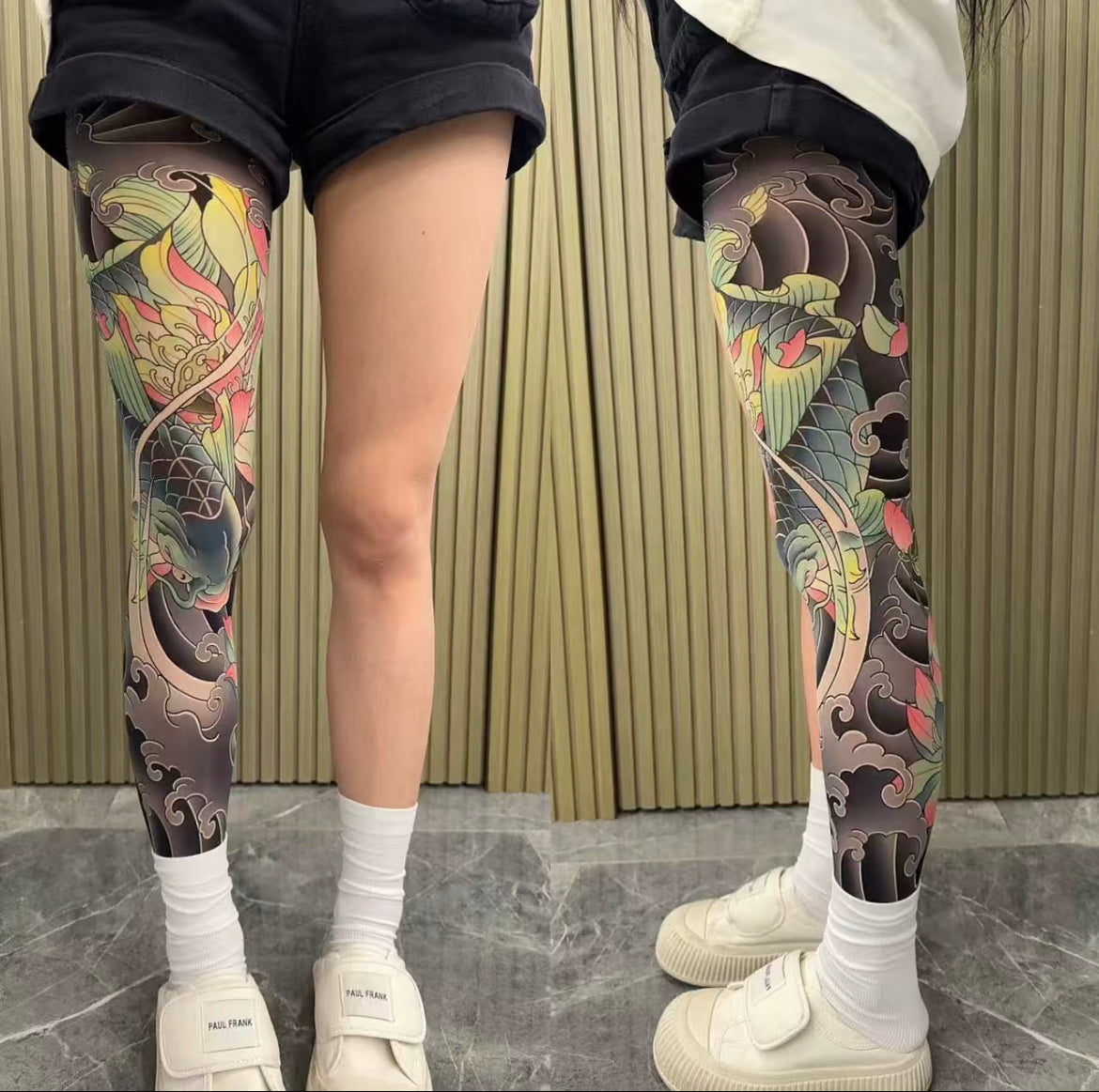 Tattoo Stockings | Sheer Fake Leg Tattoo