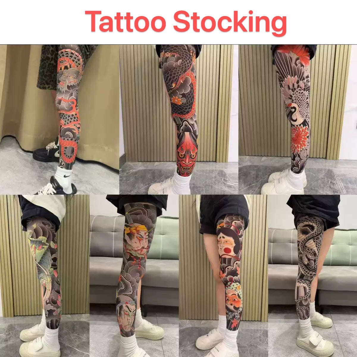 Tattoo Stockings | Sheer Fake Leg Tattoo