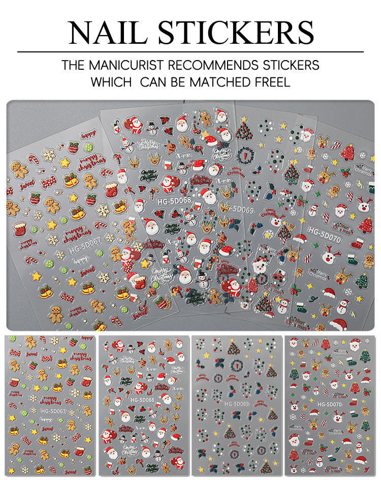 3D Embossed Christmas Carnival Nail Decals