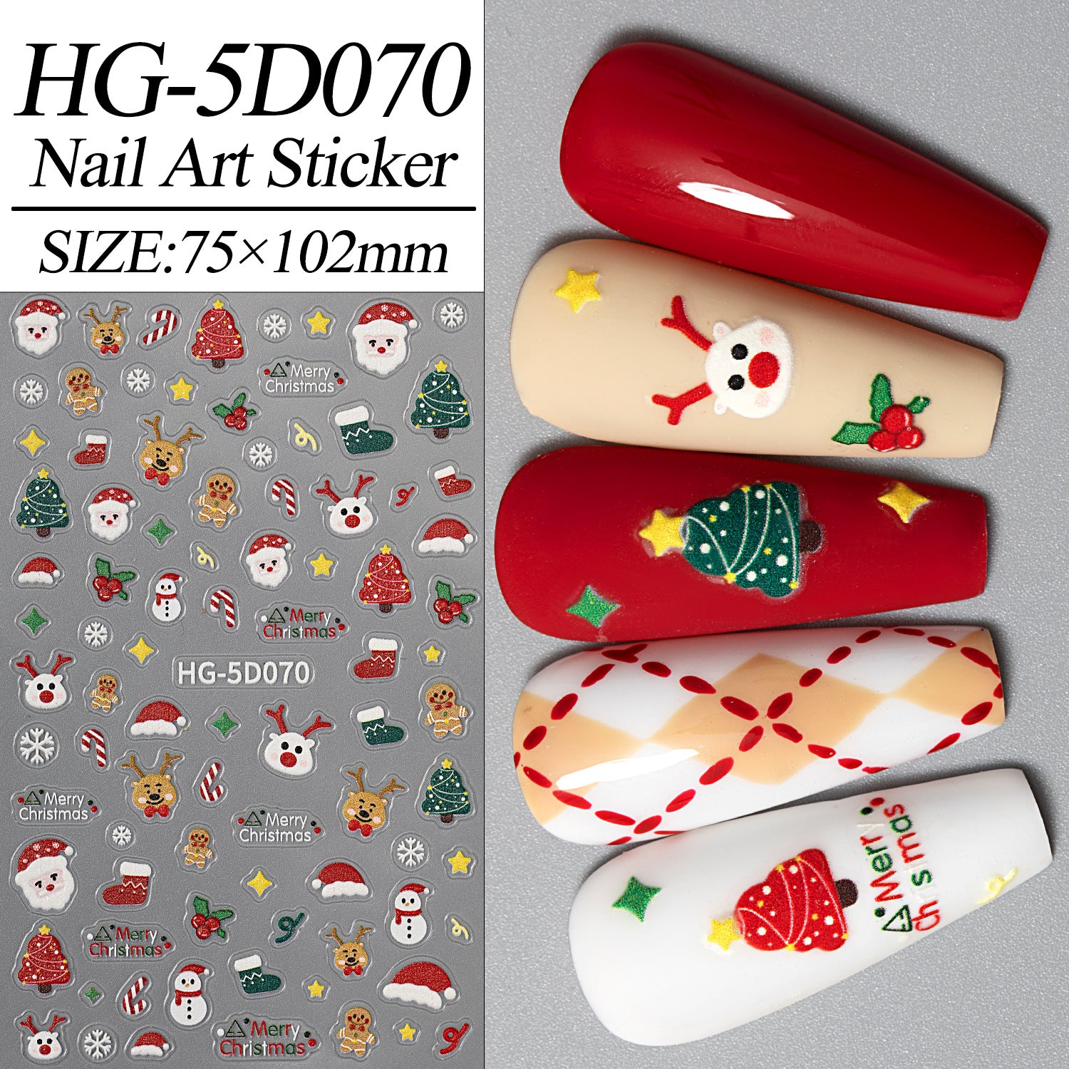 3D Embossed Christmas Carnival Nail Decals