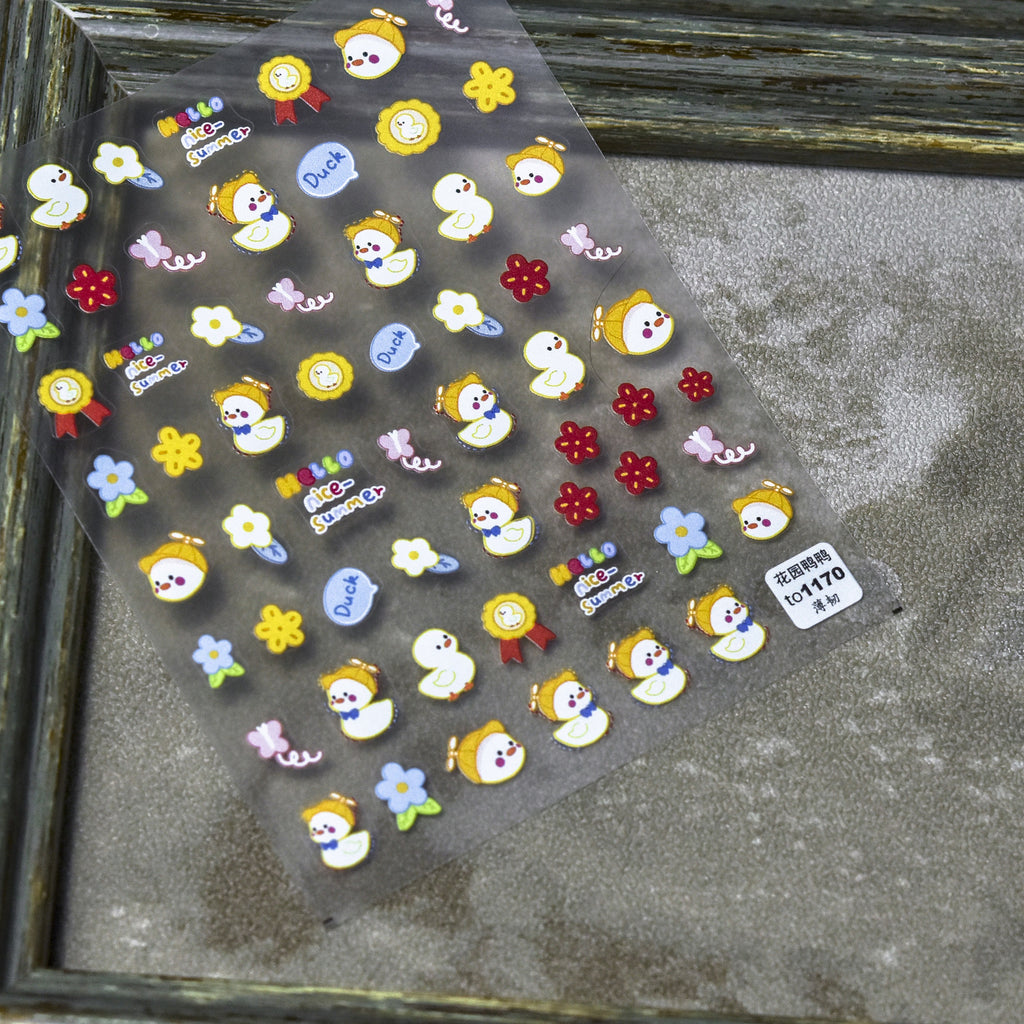 Color-Block Embossed Heart Nail Art