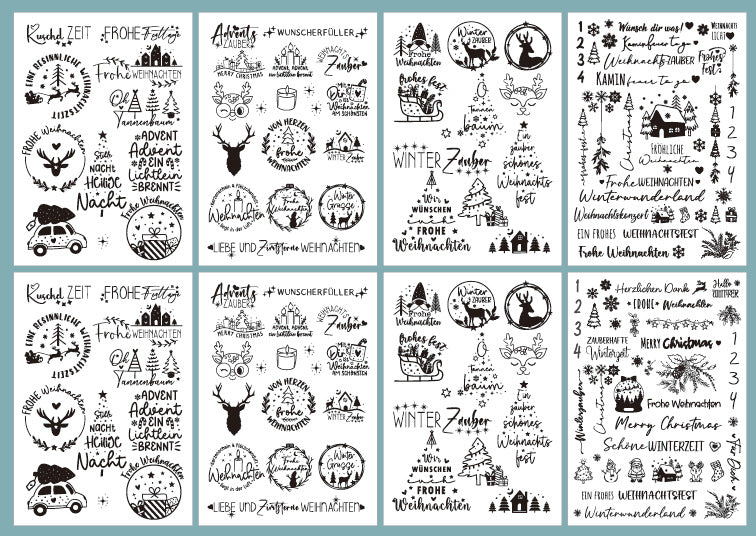 Minimalist Black & White Christmas Candle Decals