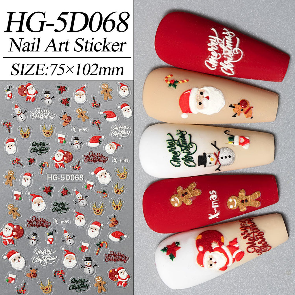 3D Embossed Christmas Carnival Nail Decals