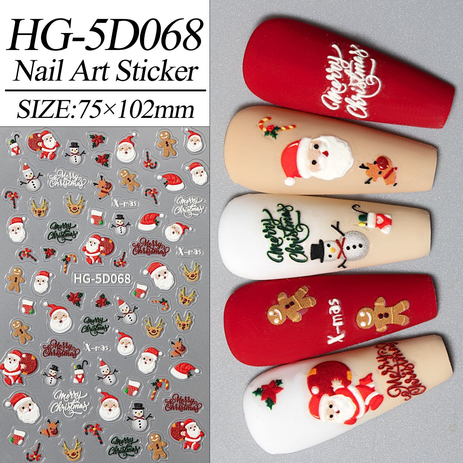 3D Embossed Christmas Carnival Nail Decals