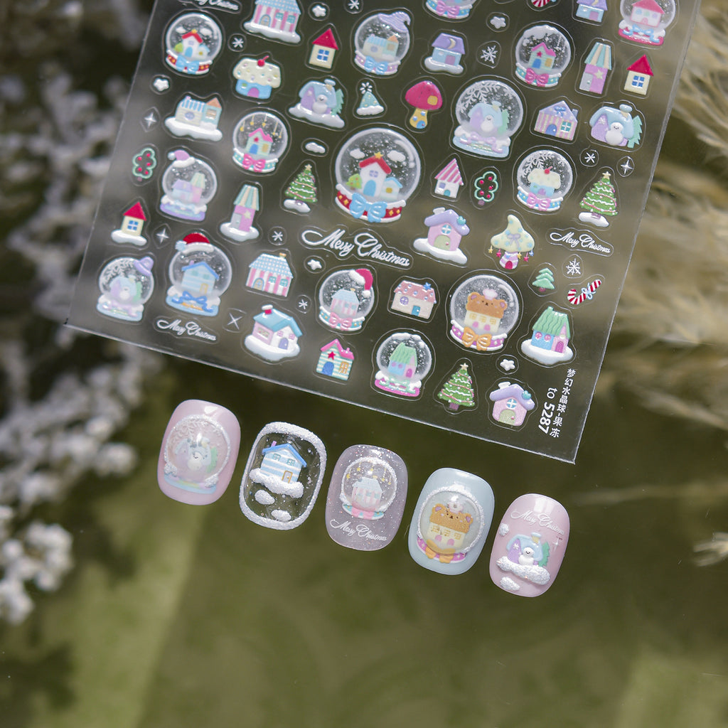 Christmas Dreamy Snow Globe Nail Decals