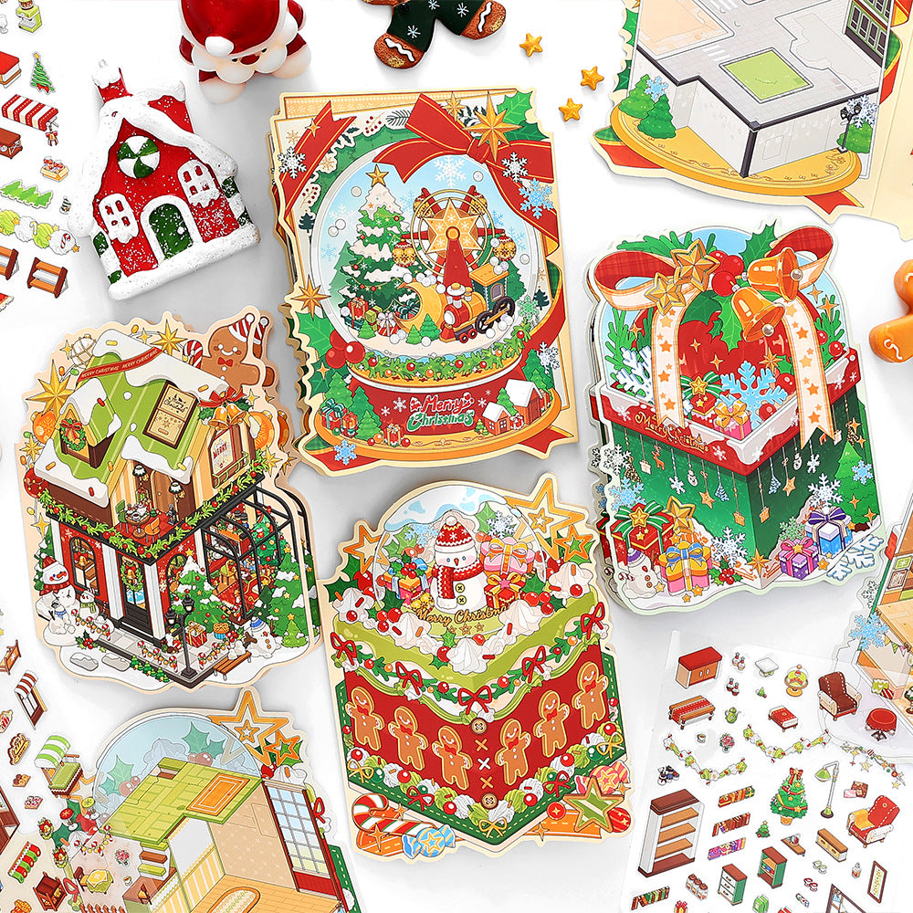 Whimsical Christmas Diorama Pop-Up Stickers