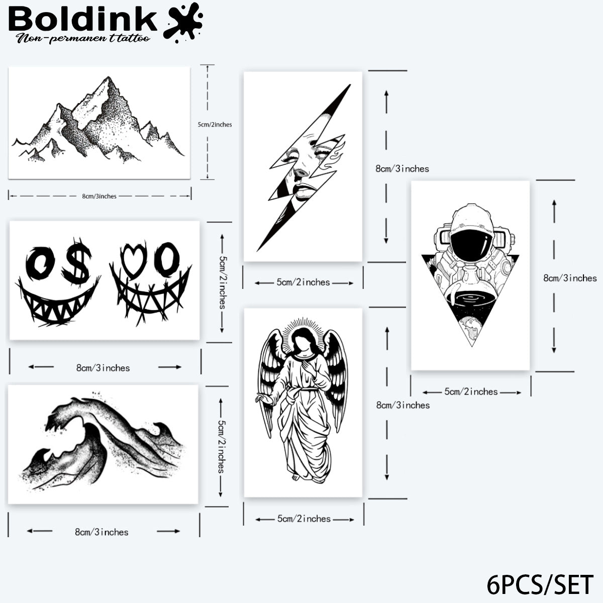 6 Bögen kleine Tattoos Kombination 8