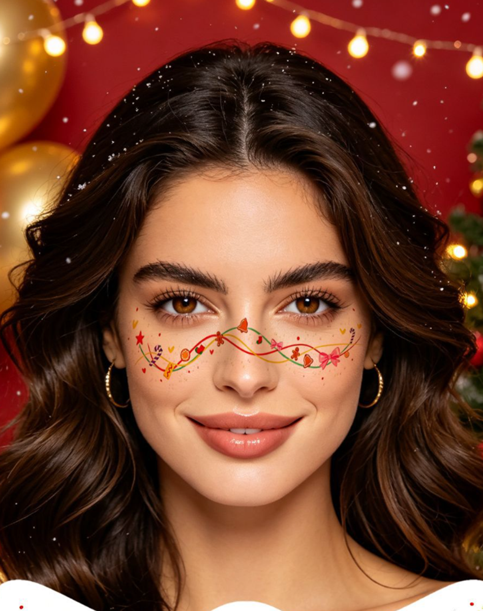 Christmas Cheer Face Tattoo Set – 6 Designs