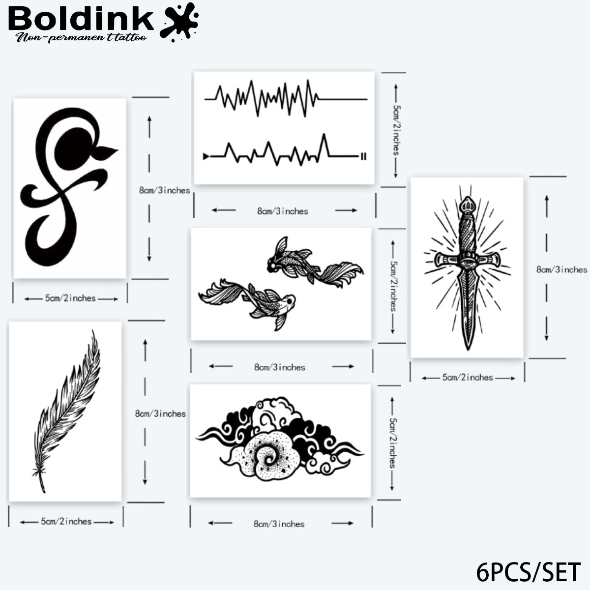 6 Bögen kleine Tattoos Kombination 7