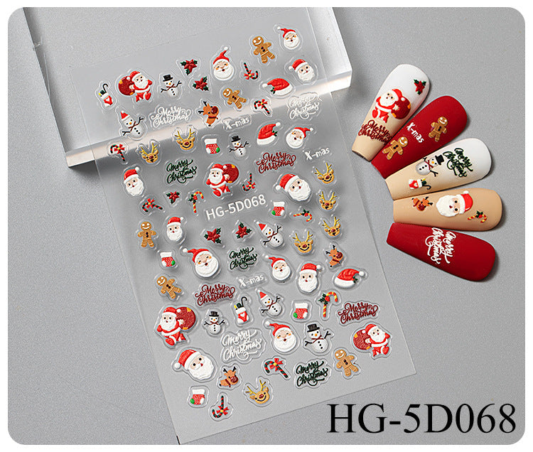 3D Embossed Christmas Carnival Nail Decals