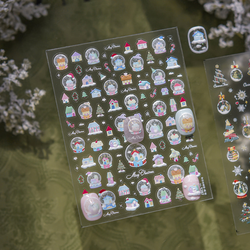 Christmas Dreamy Snow Globe Nail Decals