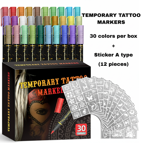 Temporary Tattoo Markers for Skin（30-Pack）