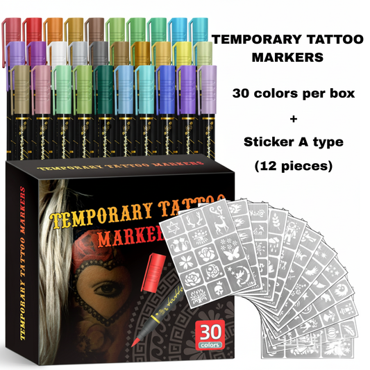 Temporary Tattoo Markers for Skin（30-Pack）