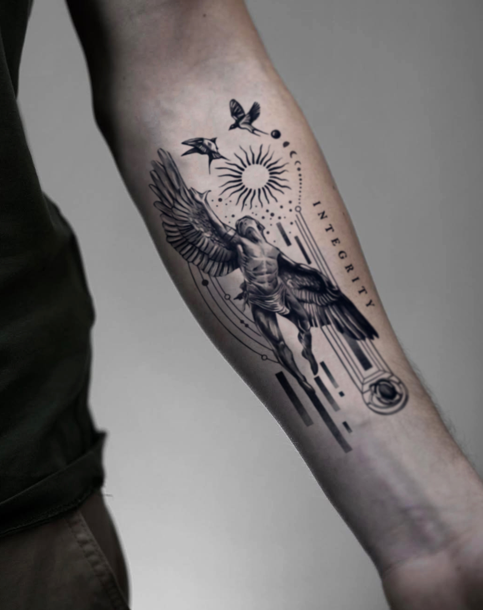 Modern Geometric Art and Biplane Angels