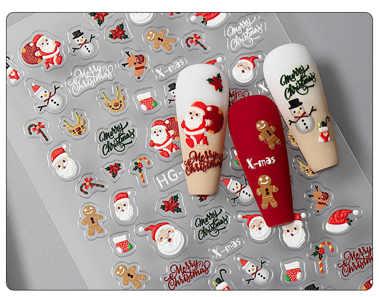 3D Embossed Christmas Carnival Nail Decals