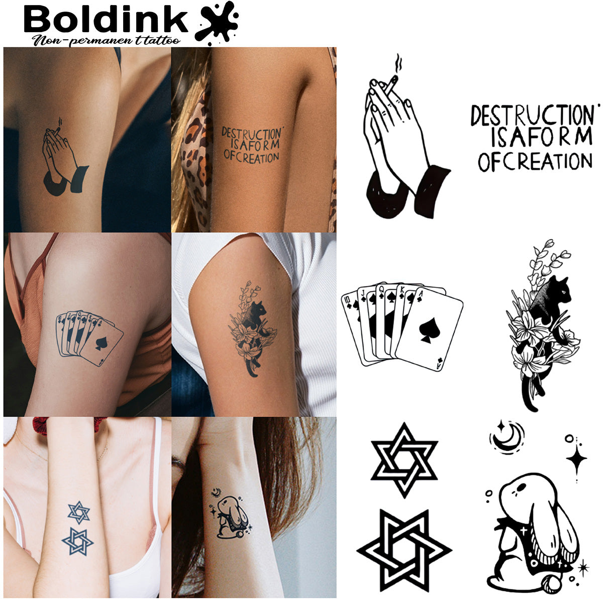 6 Bögen kleine Tattoo Kombination 12