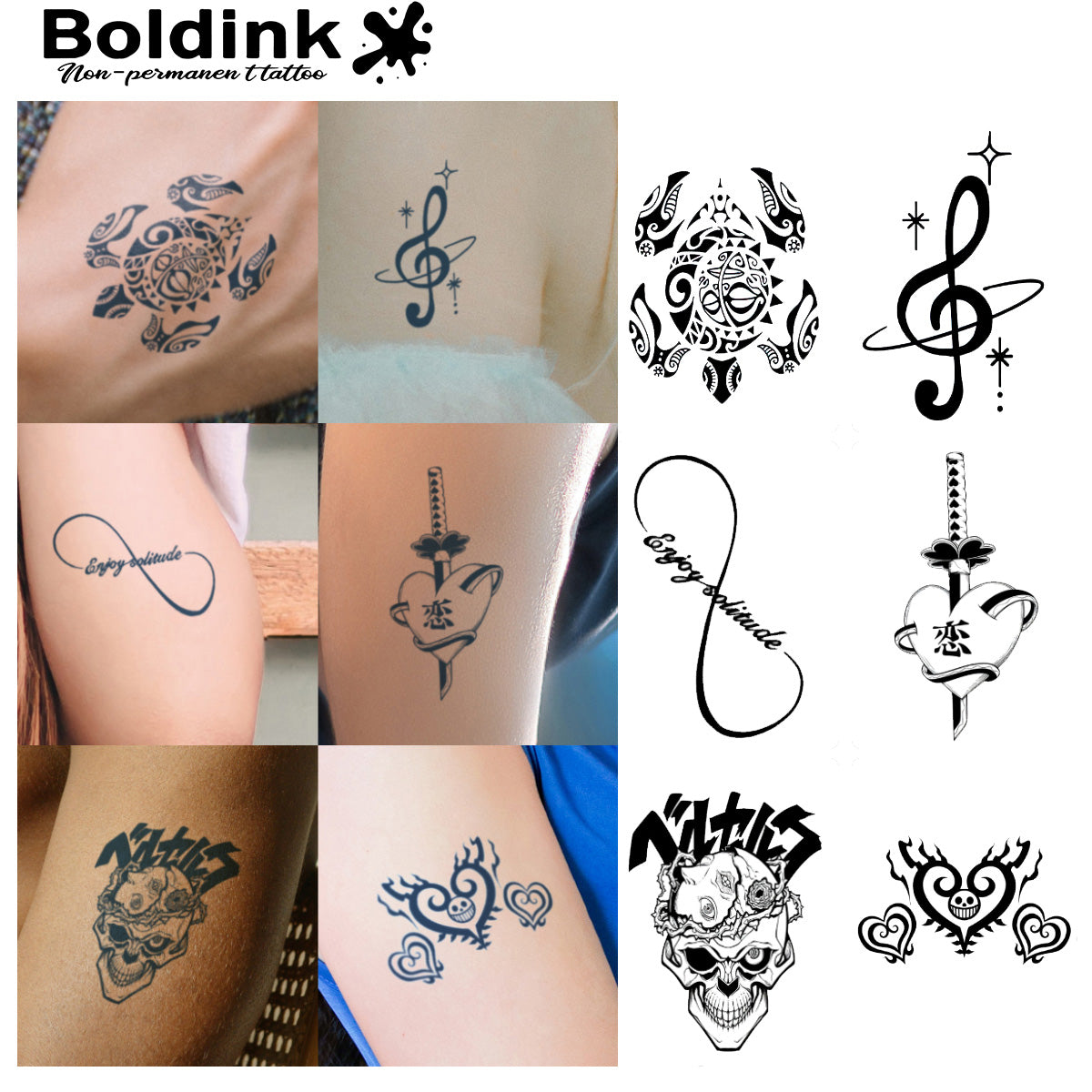 6 Bögen kleine Tattoo Kombination 13