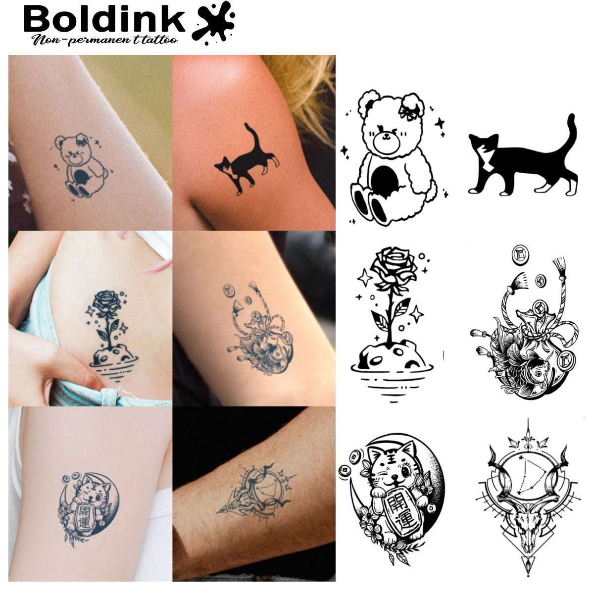 6 Bögen kleine Tattoos Kombination 5