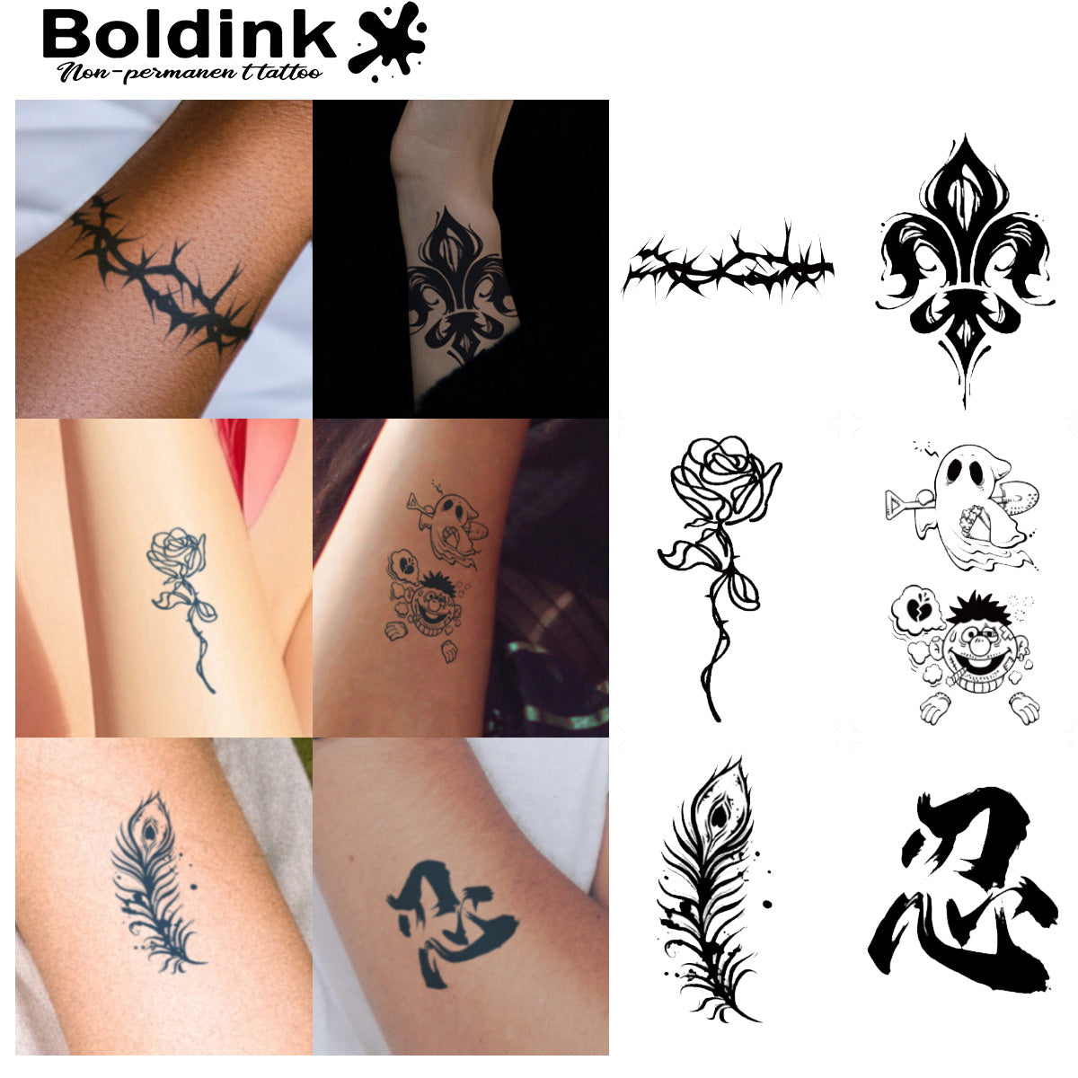 6 Bögen kleine Tattoos Kombination 6