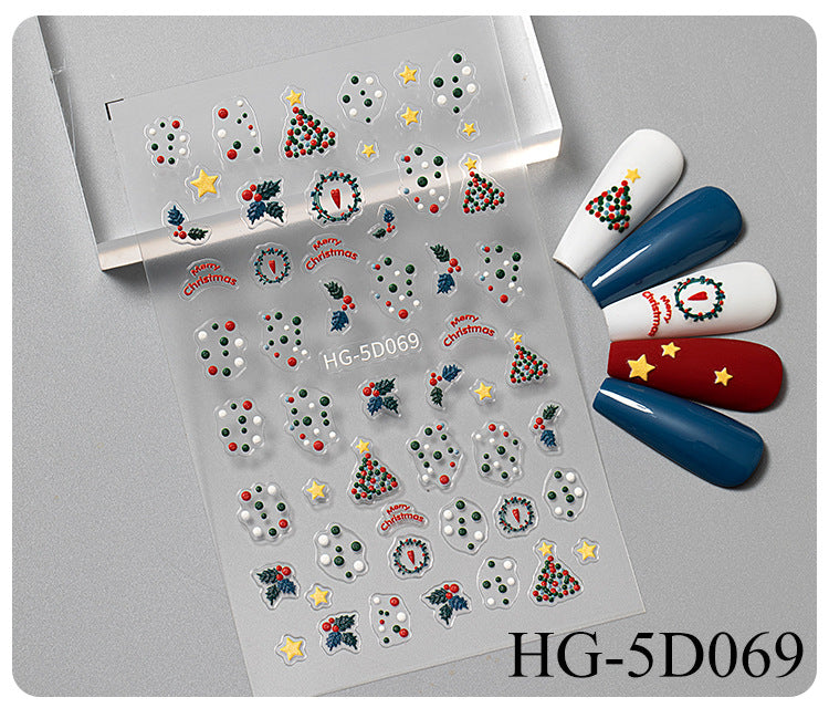 3D Embossed Christmas Carnival Nail Decals