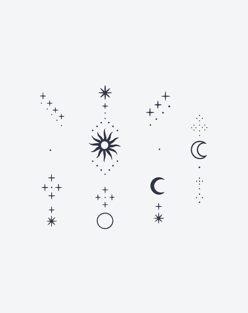 Temporary Tattoos - Sun & Moon Glyphs Fine-Line Set